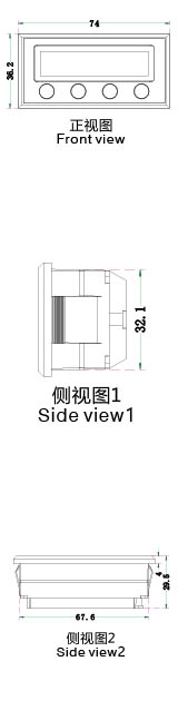 数显角度测量仪M-30ES三视效果图